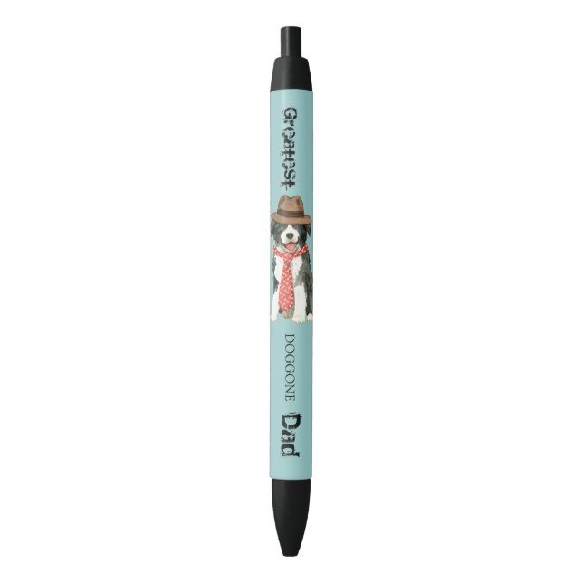 Border Collie Dad Black Ink Pen (Front Vertical)