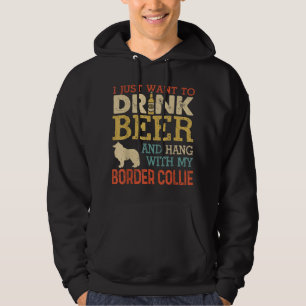 Border Collie Dad Drink Beer Hang With Dog Funny M Hoodie