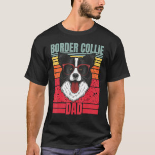 Border Collie Dad Father Retro Border Collie  Dog  T-Shirt