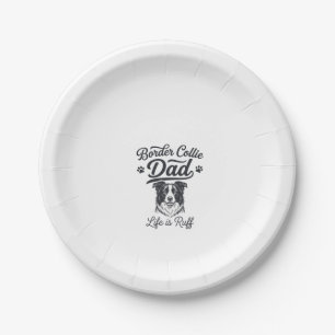 Border Collie Dad Life Is Ruff Vintage Shirt Desig Paper Plate
