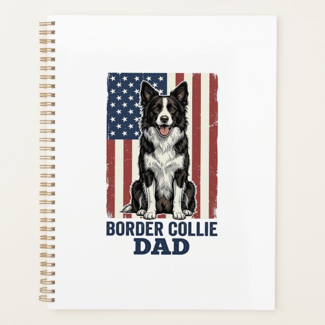 Border Collie Dad Patriotic Vintage Dog Shirt Desi (Devant)
