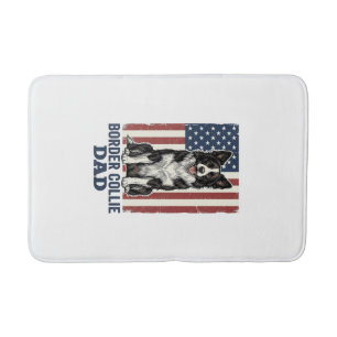 Border Collie Dad Patriotic Vintage Dog Shirt Desi Bath Mat