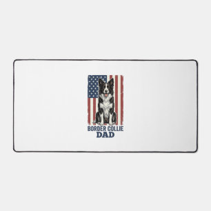 Border Collie Dad Patriotic Vintage Dog Shirt Desi Desk Mat