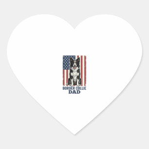 Border Collie Dad Patriotic Vintage Dog Shirt Desi Heart Sticker