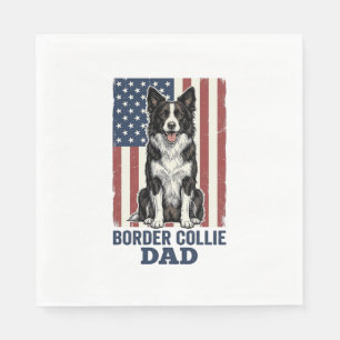 Border Collie Dad Patriotic Vintage Dog Shirt Desi Napkin