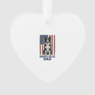 Border Collie Dad Patriotic Vintage Dog Shirt Desi Ornament