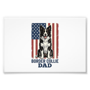 Border Collie Dad Patriotic Vintage Dog Shirt Desi Photo Print