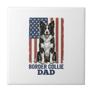 Border Collie Dad Patriotic Vintage Dog Shirt Desi Tile