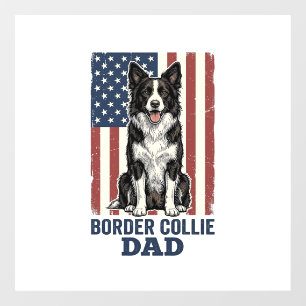 Border Collie Dad Patriotic Vintage Dog Shirt Desi Window Cling
