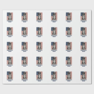 Border Collie Dad Patriotic Vintage Dog Shirt Desi Wrapping Paper
