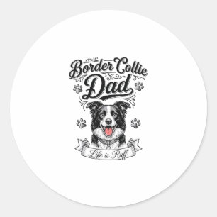 Border Collie Dad Vintage Engraving Dog Shirt Desi Classic Round Sticker