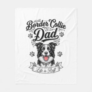 Border Collie Dad Vintage Engraving Dog Shirt Desi Fleece Blanket