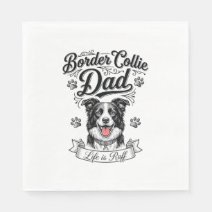 Border Collie Dad Vintage Engraving Dog Shirt Desi Napkin