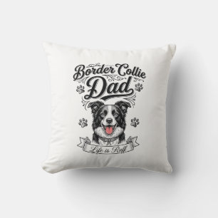 Border Collie Dad Vintage Engraving Dog Shirt Desi Throw Pillow