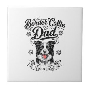 Border Collie Dad Vintage Engraving Dog Shirt Desi Tile