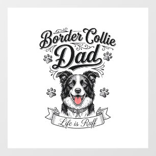 Border Collie Dad Vintage Engraving Dog Shirt Desi Window Cling