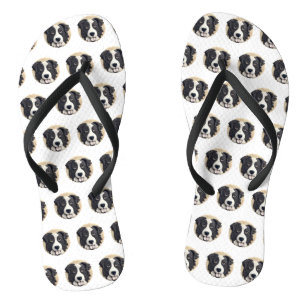 Border Collie Dog 3D Inspired  Flip Flops