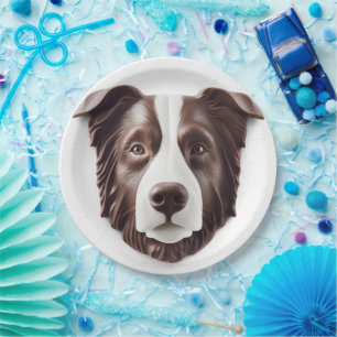 Border Collie Dog 3D Inspired Paper Plate