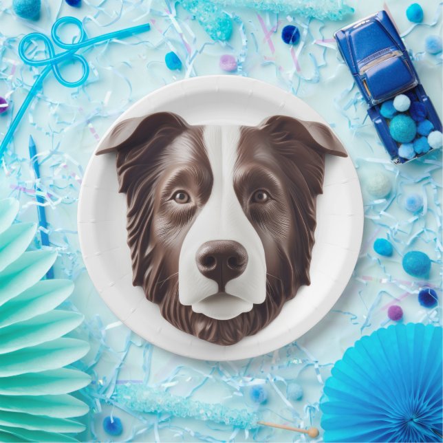 Border Collie Dog 3D Inspired Paper Plate (Party)