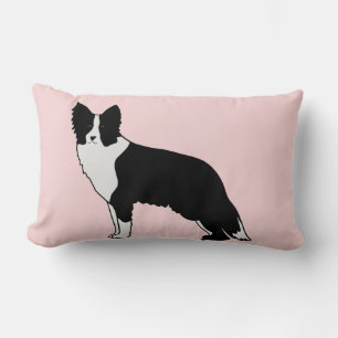 Border Collie Dog Abstract Illustration Pink  Lumbar Pillow