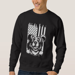 Border collie dog american Flag artsy USA patrioti Sweatshirt