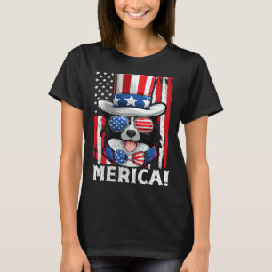 Border Collie Dog Apparel American Flag Patriotic T-Shirt