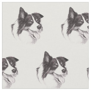 Border Collie Dog Art Fabric