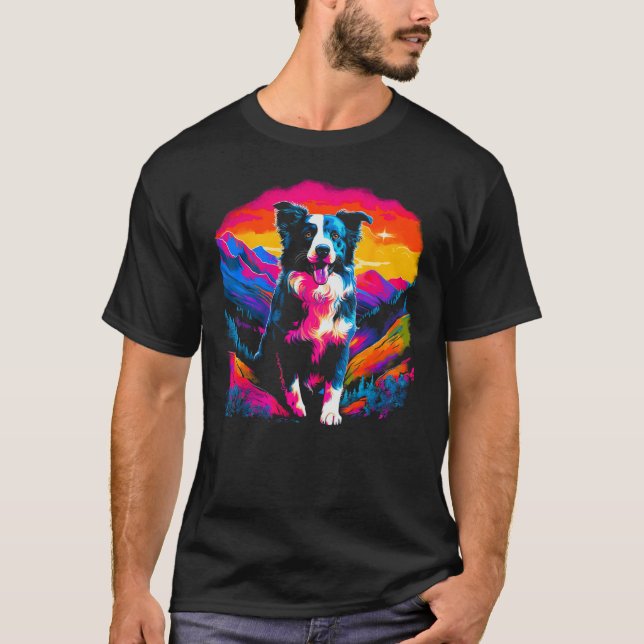 Border Collie Dog Artist T-Shirt (Front)