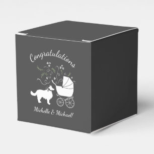 Border Collie Dog Baby Shower Puppy Grey Favor Box