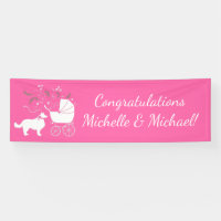 Border Collie Dog Baby Shower Puppy Pink Girl