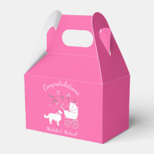 Border Collie Dog Baby Shower Puppy Pink Girl Favor Box