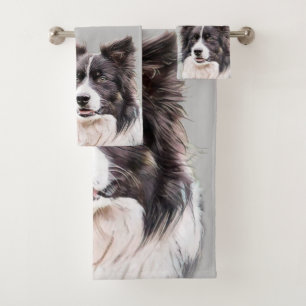 Border Collie Dog Bath Towel Set