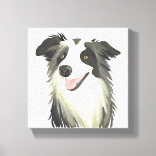 Border Collie Dog Beautiful Pet Watercolor Canvas Print