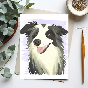 Border Collie   Dog Beautiful Pet Watercolor Postcard