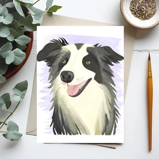 Border Collie | Dog Beautiful Pet Watercolor Postcard (Creator Uploaded)