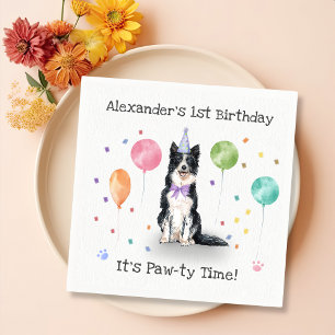 Border Collie  Dog Birthday Party Napkin