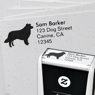 Border Collie Dog Breed Silhouette Return Address Self-inking Stamp