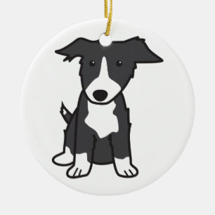 Border Collie Dog Cartoon Ceramic Ornament