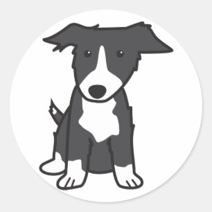 Border Collie Dog Cartoon Classic Round Sticker