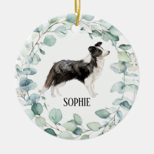 Border Collie Dog Ceramic Ornament