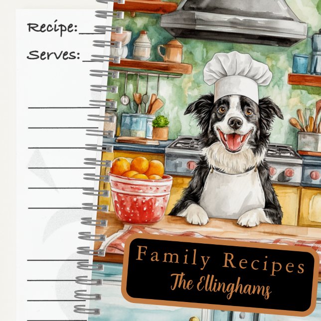 Border Collie Dog Chef Spiral Recipe Book (Creator Uploaded)