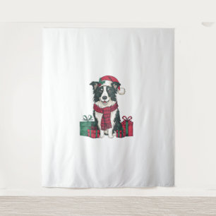Border Collie Dog Christmas Parties Holiday Santa Tapestry