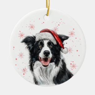 Border Collie Dog Christmas Personalized Ceramic Ornament