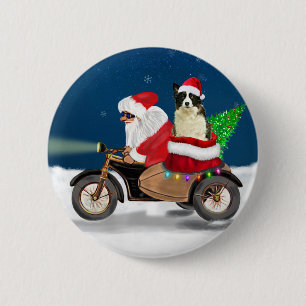 Border Collie Dog Christmas Santa Claus  2 Inch Round Button