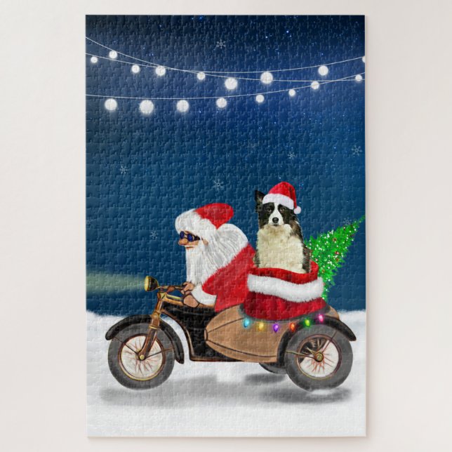 Border Collie Dog Christmas Santa Claus  Jigsaw Puzzle (Vertical)