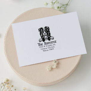 Border Collie Dog, Custom Return Address,  Rubber Stamp