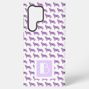 Border Collie Dog Cute Purple Silhouette Monogram Samsung Galaxy Case
