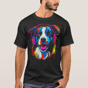 Border Collie Dog DJ Music T-Shirt
