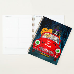 Border Collie Dog Driving Car Scary Halloween Planner