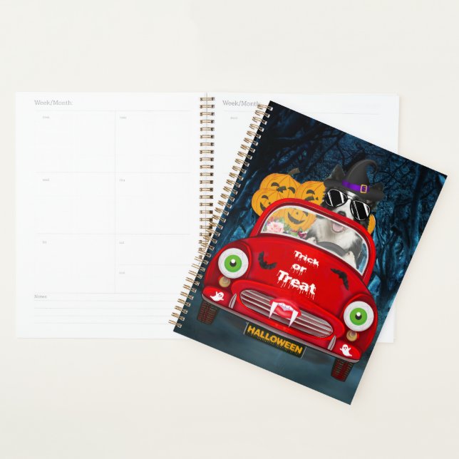 Border Collie Dog Driving Car Scary Halloween  Planner (Display)